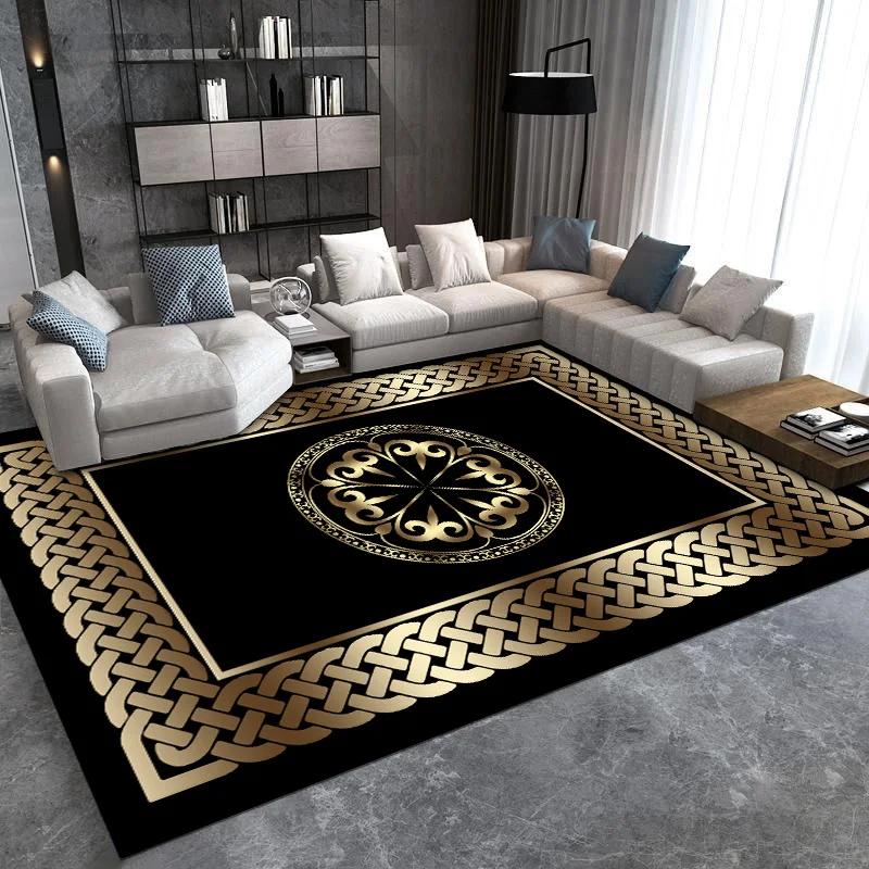 Covor Decorativ Auriu Pentru Sufragerie Stil Luxos Covorașe Podea Intrare Covor Moale Antiderapant Dormitor Covorașe Lângă Pat Lavabil