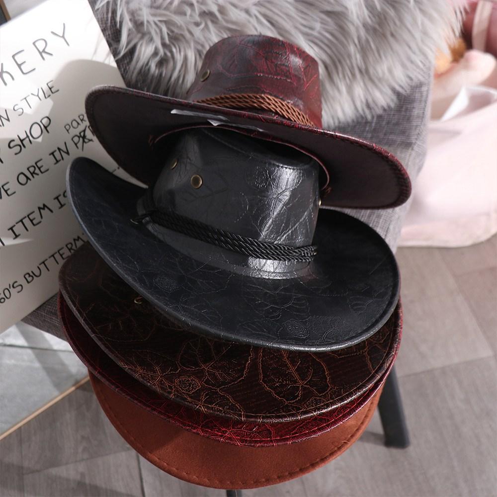 Sun Protection Caps Climbing Hats Cycling Caps Men Bucket Hat PU Leather Summer Sun Hats Western Cowboy Hats Sunscreen Caps
