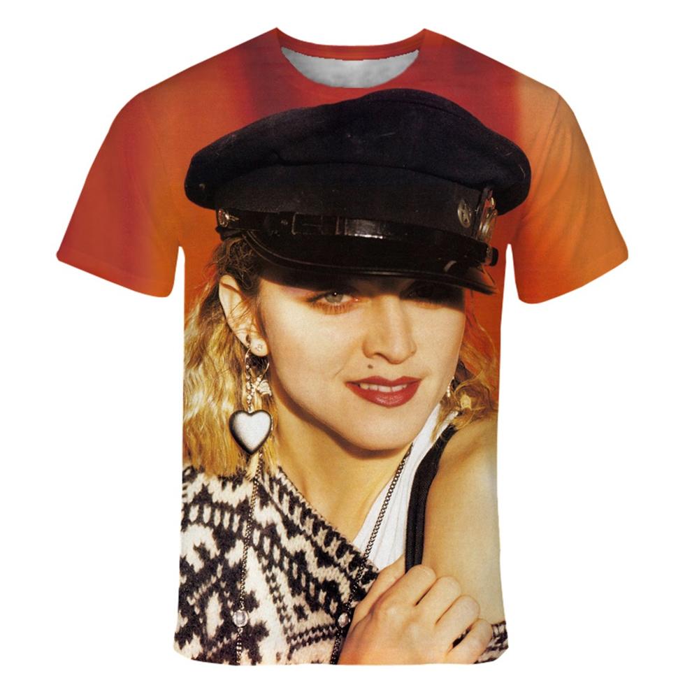 Tendance Mode Été Chanteuse Personnalisée Madonna Impression 3D Impression Impression Motif Décontracté et Confortable T-shirt