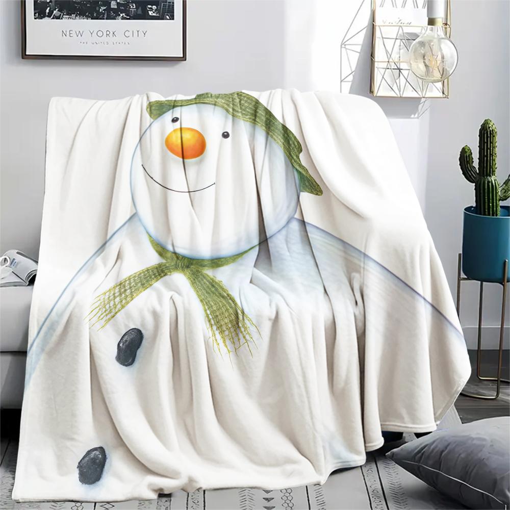 1 pièce Couverture en Flanelle Imprimé Bonhomme de Neige, Haute qualité Toutes Saisons, Décoration de Maison, Chaleur et Confort, Parfait pour les Cadeaux de Noël