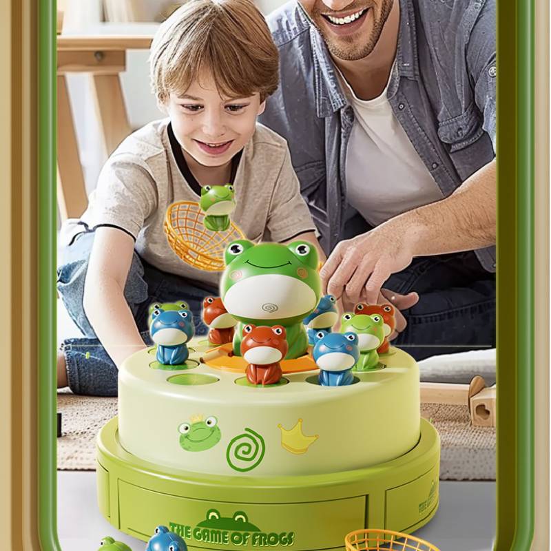 Elektrisches Musik hüpfendes Frosch Spin Spielzeug für Kinder mit Sprachsteuerung und Eltern-Kind-Interaktion