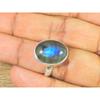 Ovaler Labradoritring US-7.5 Massiv 925 Sterling Silber Klobiger Edelsteinring MK-36
