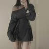 Kawaii Bandage Bodycon Dresses Spring Autumn Corset Dress Long Sleeve Women Aesthetic Y2k Fairy Goth Clothes
