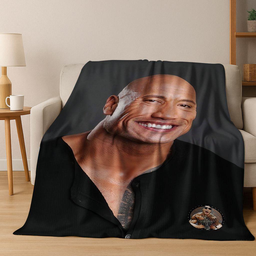 Sterke The Rock Dwayne Johnson Kunst Flanellen Deken, Gezellige Zachte Plaid voor Huis Slaapkamer Bed Bank Picknick Kantoor Cover Cadeau