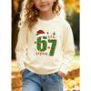 Unisex Kids White Long Sleeve Tee For 4-12 Boys Girls Christmas Green Gingerbread Candy Cane Fill Number 67 Santa Hat Script Snowflake Print Soft