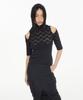 Kyo Lace Knit Cutout Hoodie Tee Black
