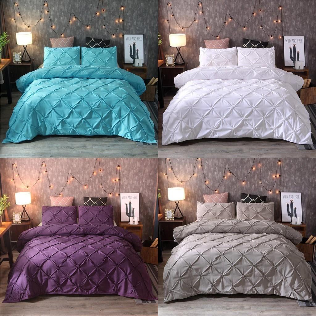 Chic And Durable Pinch Pleat Pintuck Duvet Cover Pillow Sham Set For All Seasons