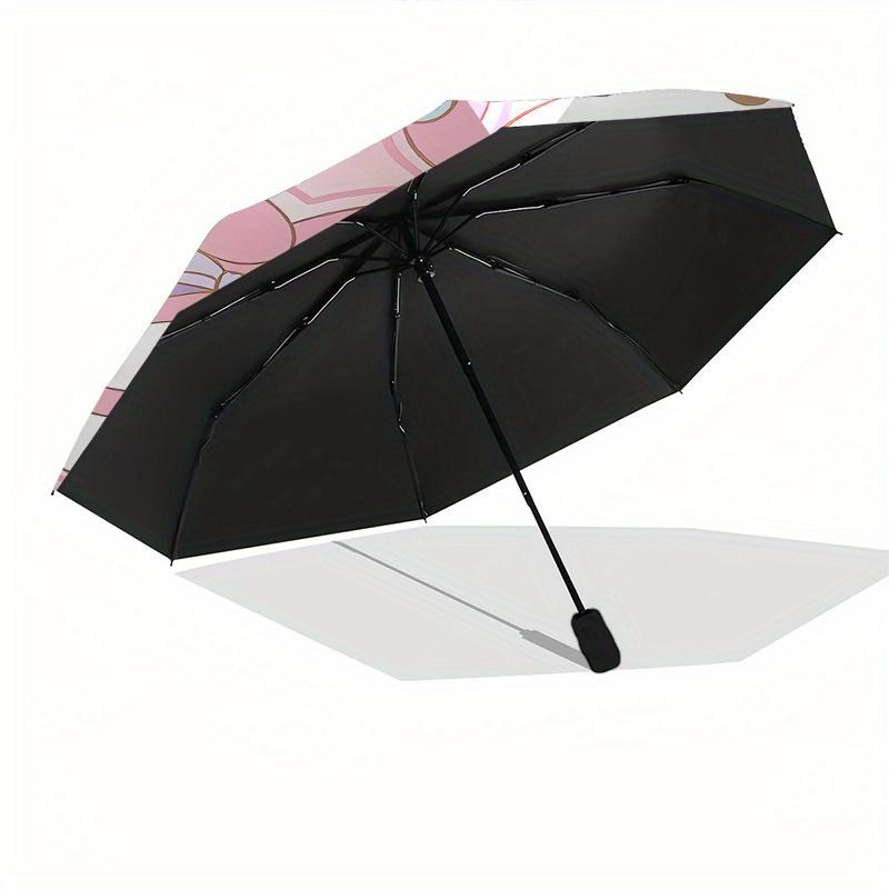 My Melody,Bow Automatic Folding Umbrella Simple 8 Rib Design, Bright Cartoon Pattern, Durable Iron Frame, Suitable For Travel, Outdoor, Beac