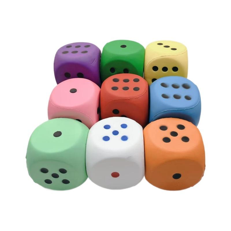 Large Soft Dice, Rounded Corner Colored Dots PU Material, Squeeze Stress Relief Entertainment Game Board Game Teaching Tool Toy, Big Dice
