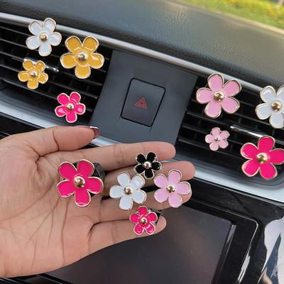 Désodorisant de voiture en forme de fleur, 4 pièces, support de ventilation, parfum longue durée, élimination des odeurs, Type de Clip, sortie d'air automobile, diffuseur d'aromathérapie, accessoires de voiture