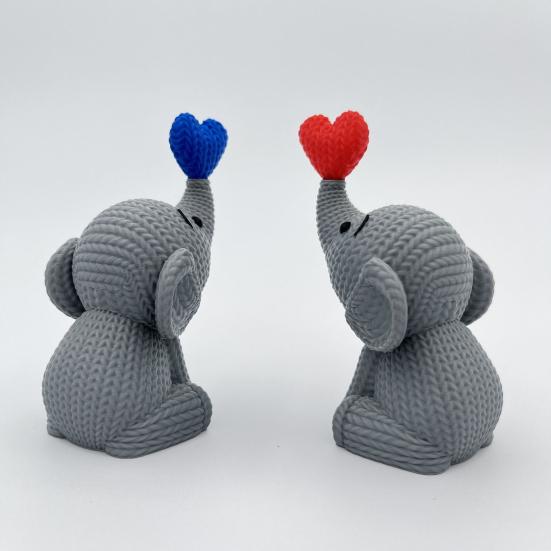 Elefantenherz Skulptur 3D-gedruckte kleine Elefantenfigur für Hochzeitstag, Valentinstag, Wohnzimmer, Schlafzimmer, Desktop-Dekor