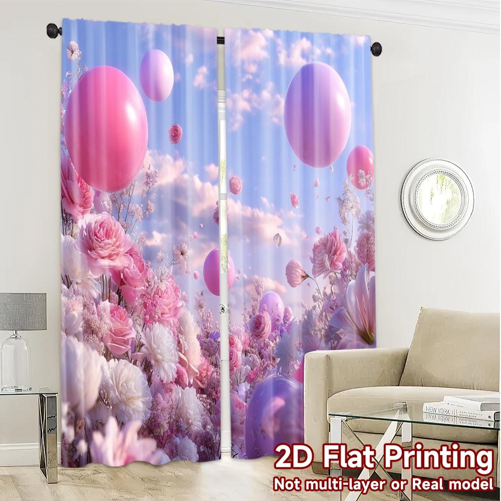 Flat Printing Curtains Without Rod Blossomdreams Chic Curtain Durable Polyester Room Decor Living Set Of 2 Made