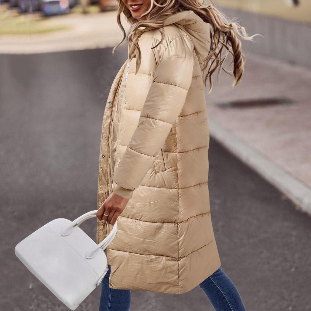 Winter Women's Long Cotton-Padded Warm Black Coats Long Sleeve Zippers Loose Female Jacket New Trendy Casual Ladies Clothes