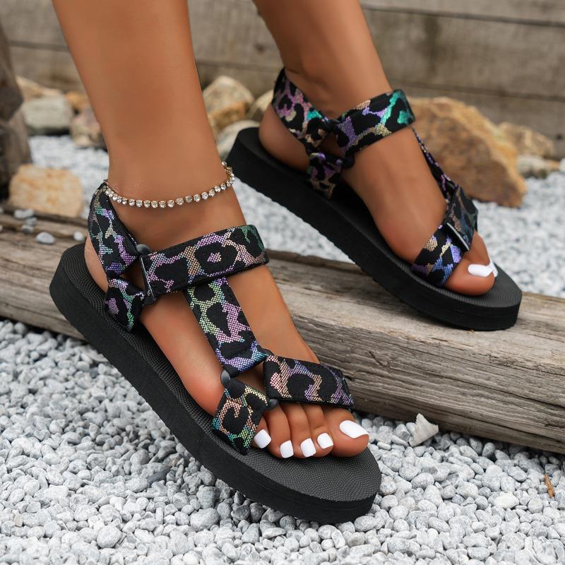 Nouvelles Chaussures pour Femmes à Semelles Épaisses Sandales de Plage à Velcro Bouche de Poisson