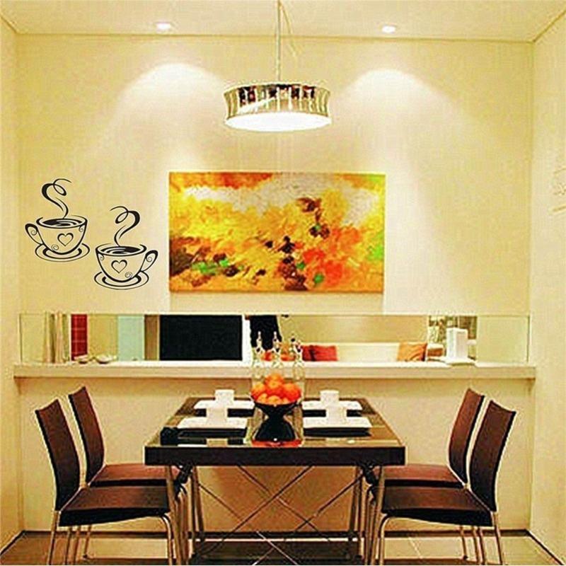 Adesivos de Parede para Cozinha Restaurante Café Chá Adesivos de Parede Arte Adesivos de Xícara de Café Decoração de Parede Adesivos de Parede de Fundo.