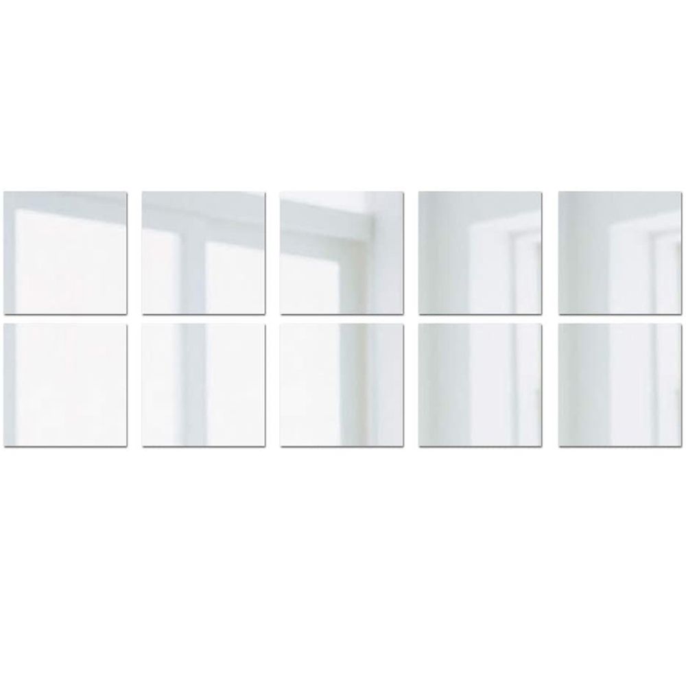 10pcs Home Decor Self-adhesive Bathroom DIY Decals Square Mirror Stickers Wall Tile Stickers