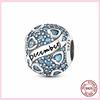 PAMELA 925 Silver Heart Birthstone Charm with Multi-color Zircon Flower Bead for Bracelet Best Gift