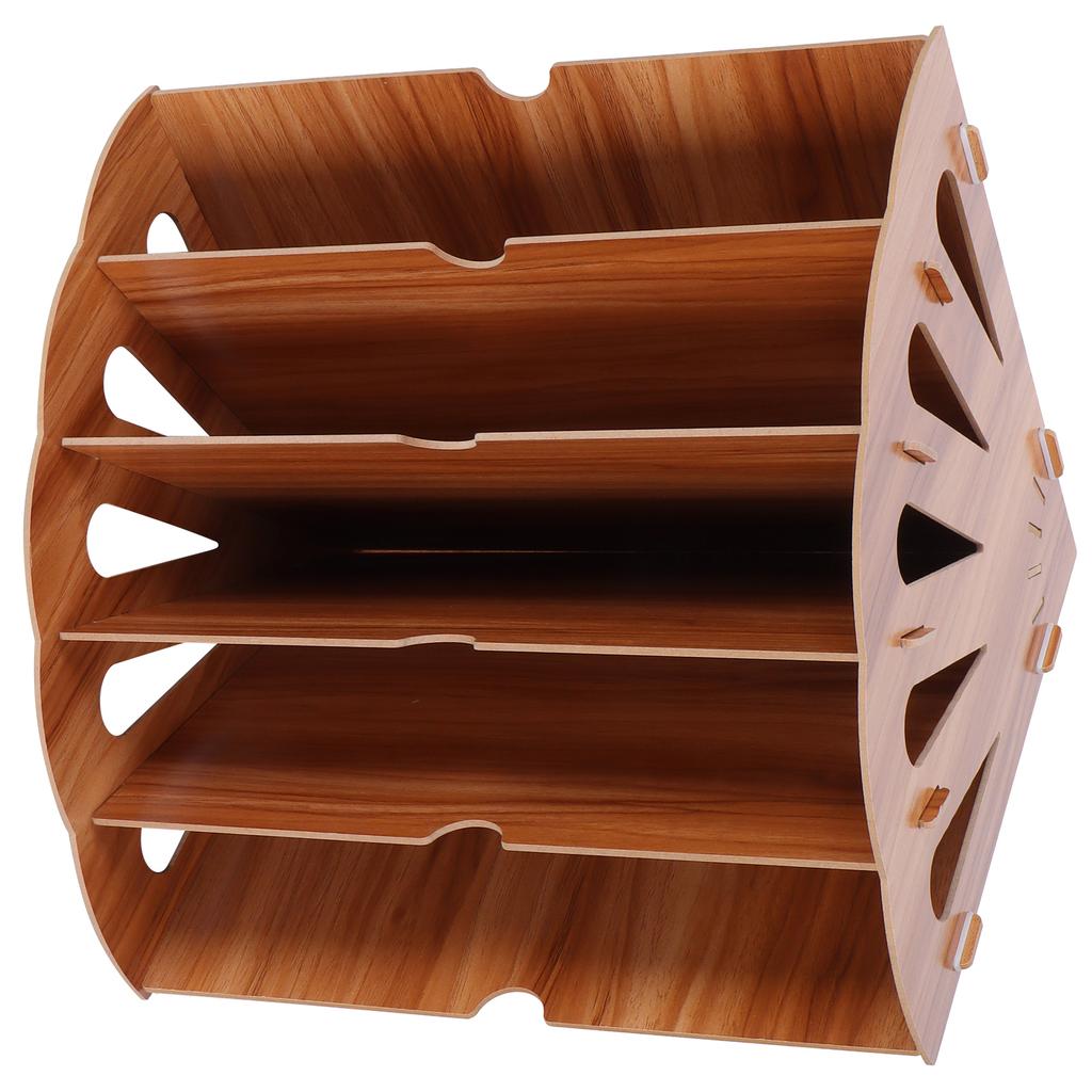 Wooden MultiSlot Storage Rack   Supplies Desktop File   for  (Black )
