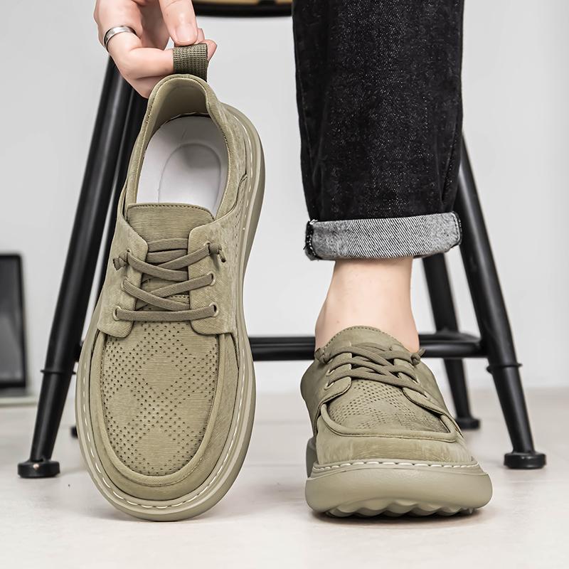 Modne Włoskie Męskie Codzienne Skórzane Buty Outdoor Antypoślizgowe Miękka Podeszwa Uniwersalne Buty do Chodzenia Wygodne Minimalistyczne Outdoorowe Buty Sznurowane