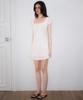 Rose Franz Lace Shirring Button Flare Dress [Ivory]