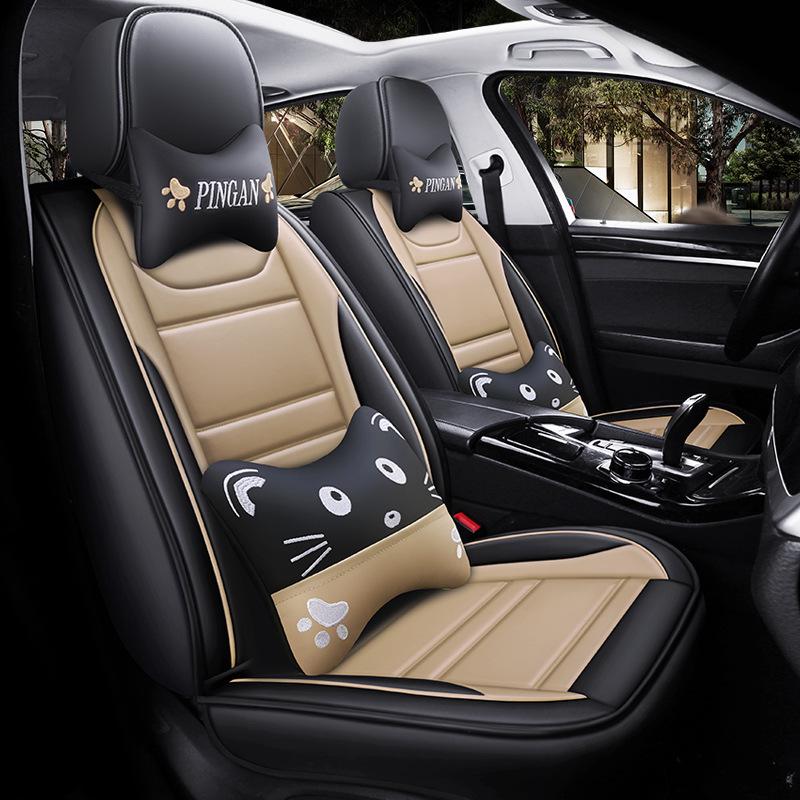 2025 Universal Full/Half Wrap Leather Cartoon Car Seat Cushion for All Seasons