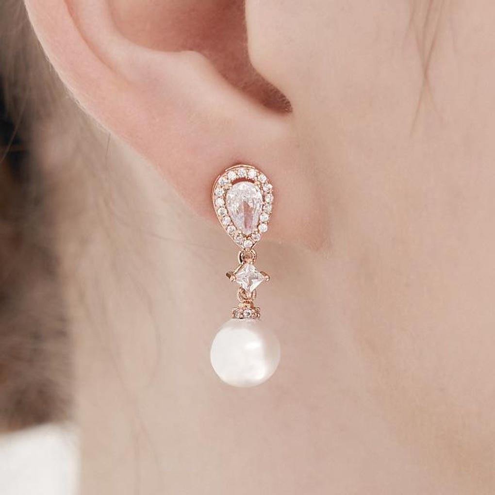 [ELLE Jewelry] 14K Fine Waterdrop Pearl Drop Long Earrings ELGPEE556