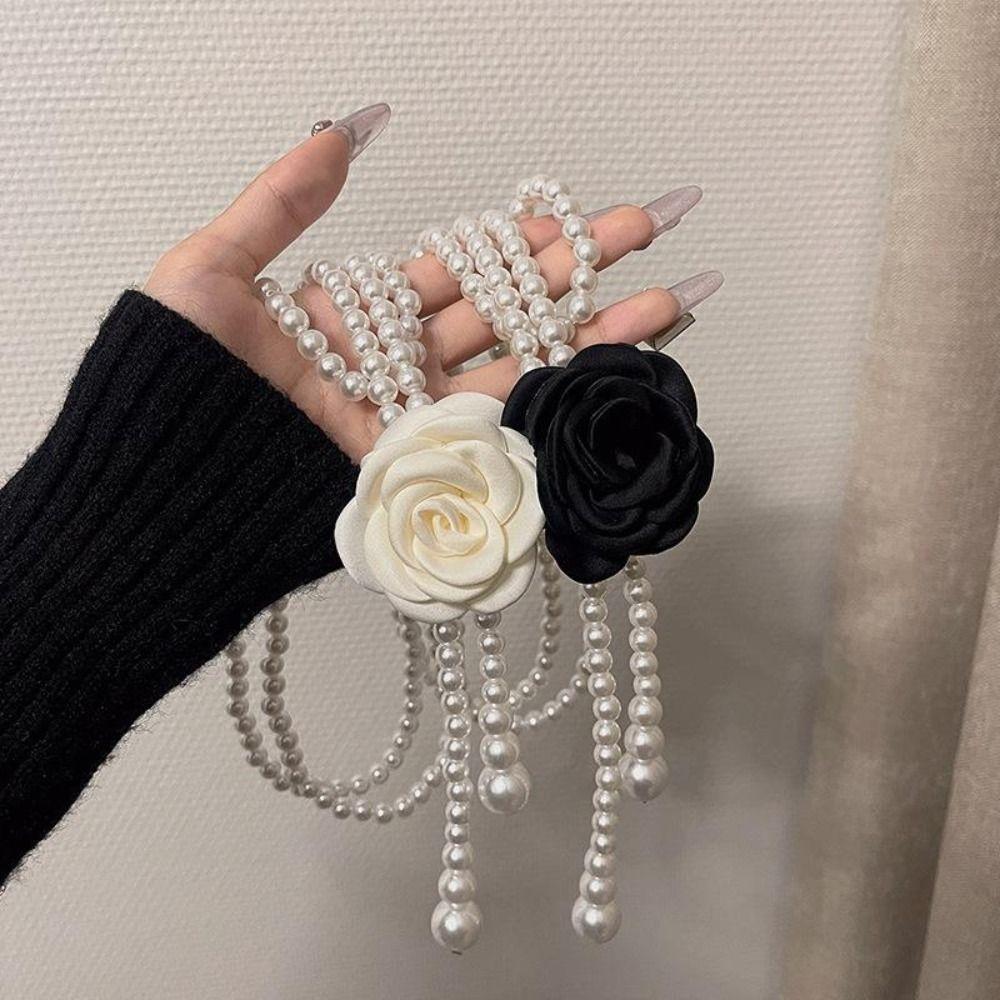 Dress Decorative Elastic Belt Camellia Flower Pearl Waist Chain New Pearl Waist Belts  Women