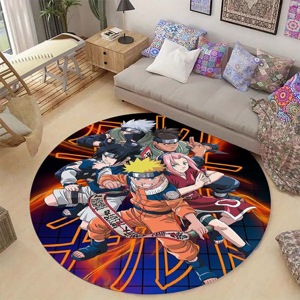 Naruto Uzumaki Akatsuki  Printed Round Rug Soft  Anti-Slip Carpet  for Home Bedroom Living Room Gaming Room Dorm Decor