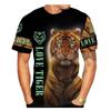 Summer new O-neck short sleeved streetwear T-shirt, hip-hop fashion men's T-shirt, animal 3D printed tiger T-shirt