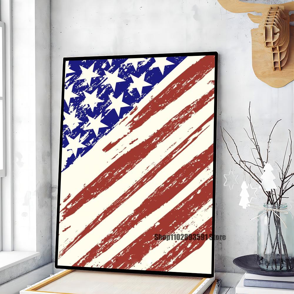 1 st Amerikansk USA-flagga Poster Papperstryck Hem Sovrum Entré Bar Café Konst Målning Dekoration