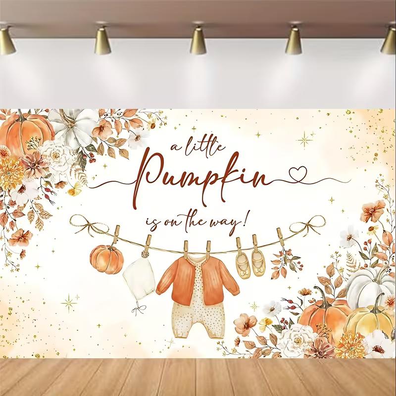 2D Flat Printed Little Pumpkin Baby Shower Background Cloth