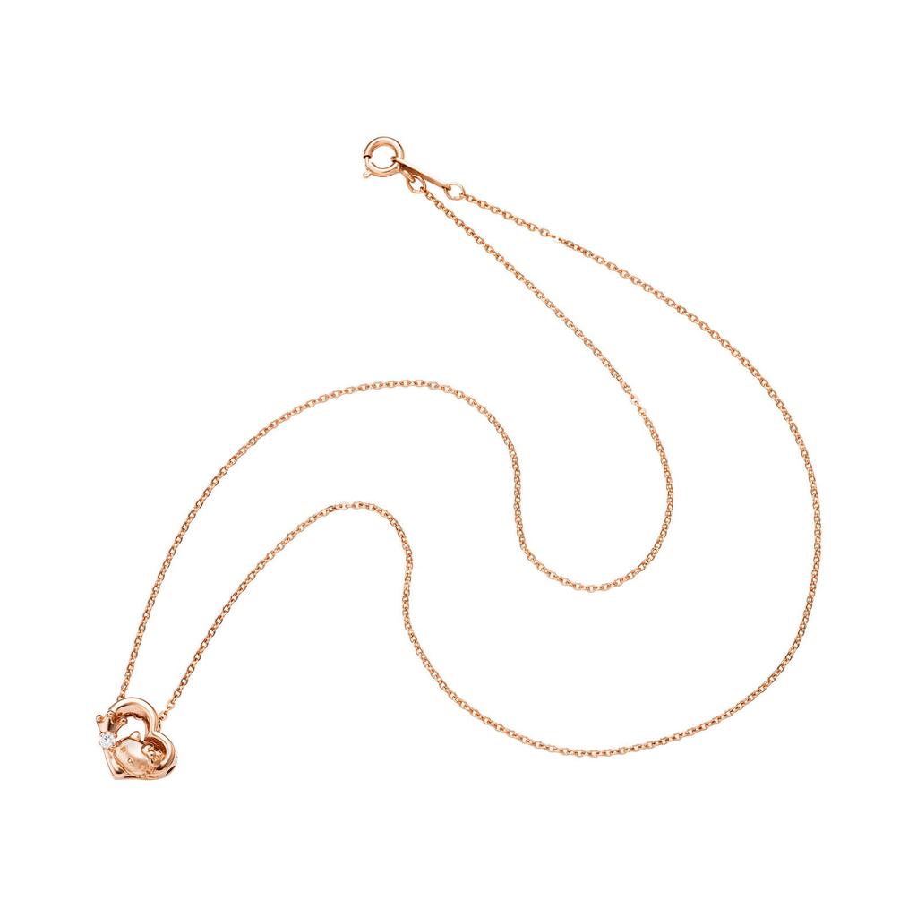 Hello Kitty Necklace 45th Anniversary Commemorative Accessory Heart Crown Sanrio Characters Cubic Zirconia Silver 925 40cm Pink Gold White Clover Gift