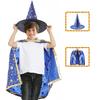 Kinderkostüm mit Umhang und Hut, Perfekt für Cosplay, Halloween, Partys, Weihnachten, Kostümwettbewerbe und Schulfeste, Unisex (blau)