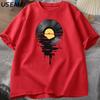 Record T Shirt Vinyl Cool Sunset Retro Music Lover DJ Music Teacher Cotton Short Sleeved Summer