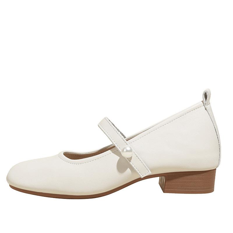 Grandma Shoes Soft Sole New Light Mouth Ladyshoes Thick Heel Small Inner Height Increase Gentle Single Shoes Women
