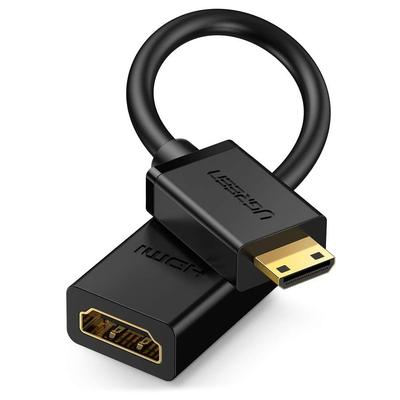 HDMI Buchse auf Mini-HDMI Stecker 4K 60Hz HEC ARC 22cm schwarz Adapterkabel