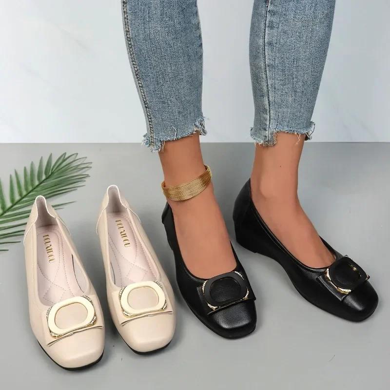 Fashion Elegant 2024 New Hot-selling Versatile Solid Color Comfortable Slip-on Women's Shoes New Flat Shoes Round Toe Women's Loafers