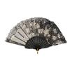 Lace Rose Flower Folding Fan Vintage Lightweight Portable Summer Hand Held Fan Decoration Dance Performance Props Party Accessories