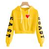 Women Hoodie Exquisite Pattern Long Sleeve Ribbed Cuff Windproof Breathable Letter Heart Printing Women Hooded Sweatshirt for Dating