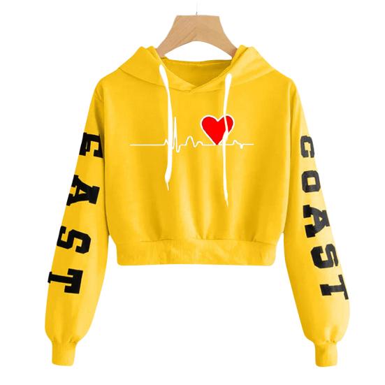 Women Hoodie Exquisite Pattern Long Sleeve Ribbed Cuff Windproof Breathable Letter Heart Printing Women Hooded Sweatshirt for Dating