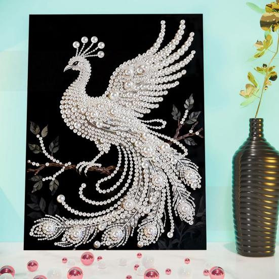 DIY Pearl Painting Kit 3D Plastic Pearl Art Craft Set Flower Fish Designs Beginners Pearl Bead Art Project for Adults Home Decor Festive Gift