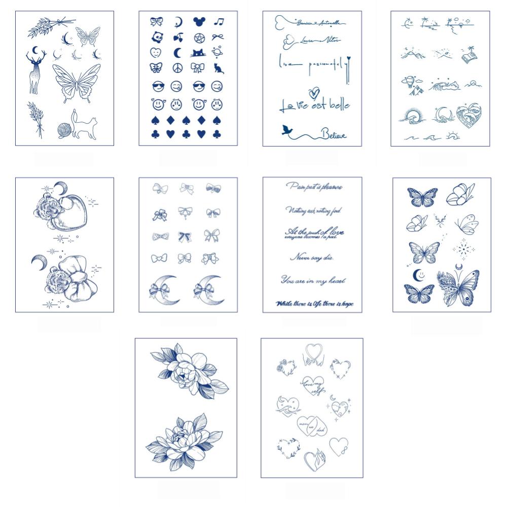MIR WAY Real Tattoo Sticker Henna Semi-permanent Tattoo Sticker 10-Piece Set 1 Pcs MWE-B