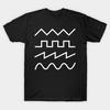 Asian Size Men Black Print T-shirt Minimal Synthesizer Waveforms No-Cut Heat Transfer Print Cotton Tshirt