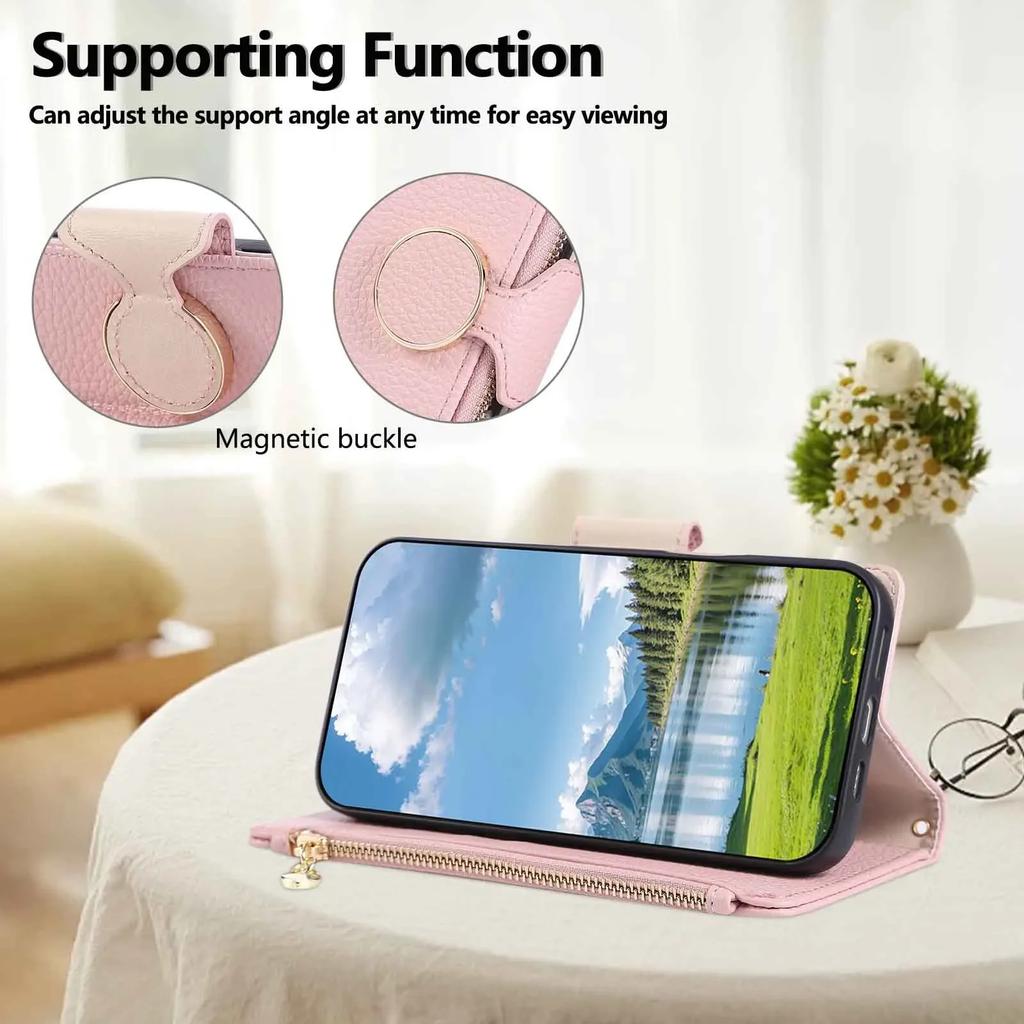 Crossbody Rits Portemonnee Kaarthouder Lederen Hoesje voor Samsung Galaxy Z Fold 7 6 5 Fold7 Fold6 5G Lanyard Band Ringhouder Cover