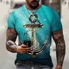 Summer Short Sleeve 3d Printing Anchor Men's T-Shirts Beach Casual Oversized T Shirt Loose O-Neck Street Tops Plus Size