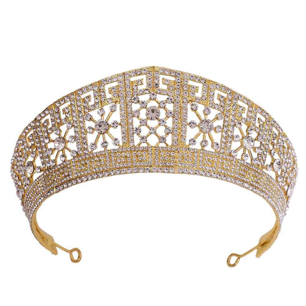 Baroque Silver Color Rhinestone Crystal Queen Big Crown Bridal Wedding Tiara Women Beauty Pageant Diadem Bridal Hair Accessories