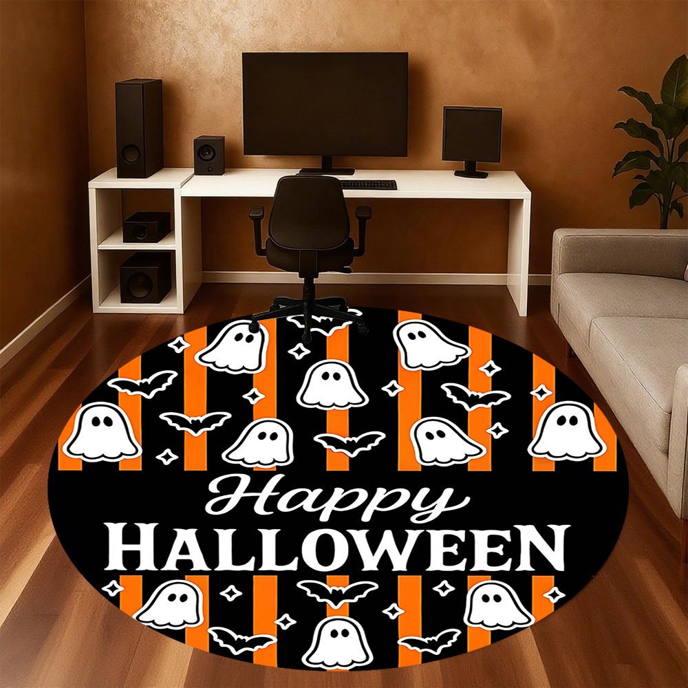1pc Happy Halloween Round Chair mat Area Rug - Non-Slip, Floor Mat for Office, Bedroom, home decor Christmas Gift-1002352