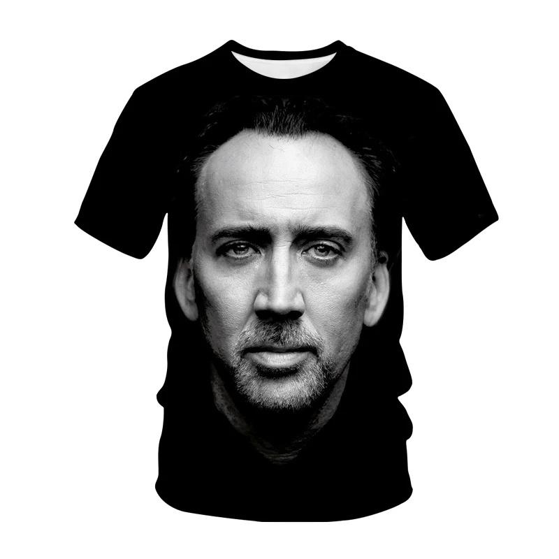Vtipné tričko s grafikou obličeje Nicolase Cage pro muže Trička 3D Humor Zábavný potisk Tričko Módní streetwear topy letní trička