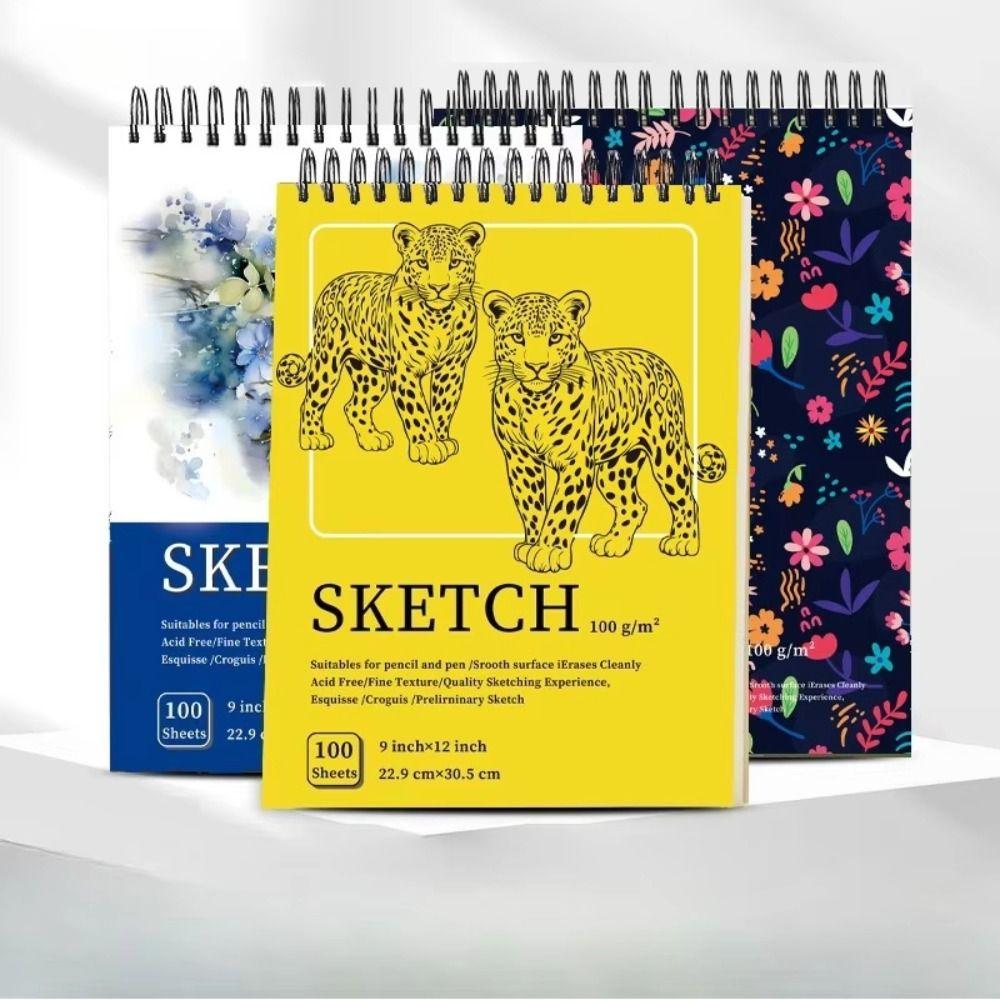 100 Sheets Coil Sketchbook Portable Easy To Tear Spiral Bound Artist Sketchbook Acid-Free Paper Perforated Pages