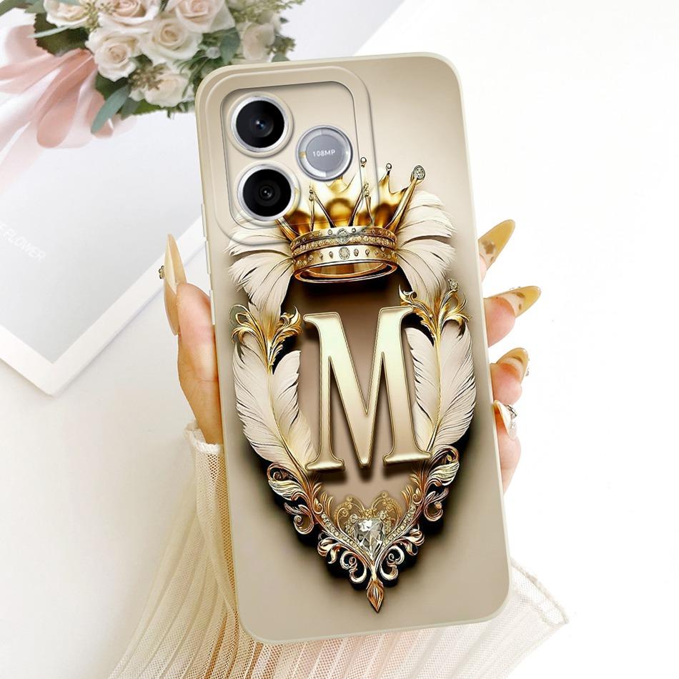 Para Honor 600 Lite 5G 2026 Capa de Celular Coroa de Penas Letra Inicial Para Honor 600 600Lite Capas de Silicone Macio Para-choques